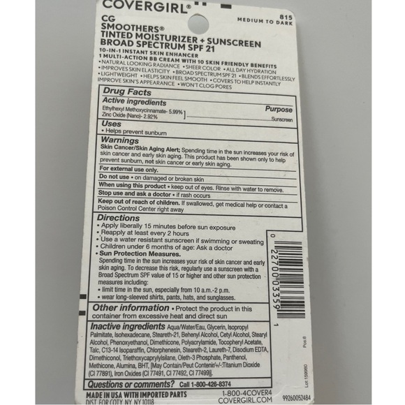 Covergirl #815 Medium To Dark 10 In 1 Tinted BB Cream CG Smoothers SPF 21 - Picture 4 of 4